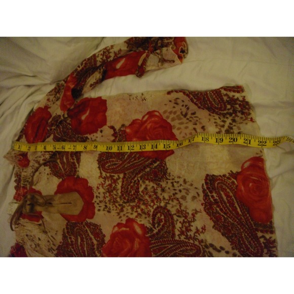 Caviar womens M rose design shear elastic off the shoulder tie front top shirt - Picture 8 of 9